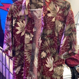 Red Hawaiian Graphic Button Up Shirt